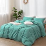 lenjerie pat bumbac percale verde menta pucioasa