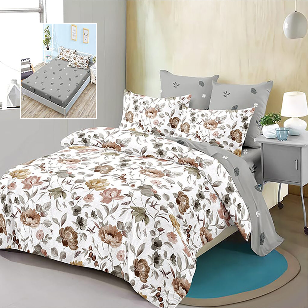 lenjerie pat cu flori bumbac finet HF6P229