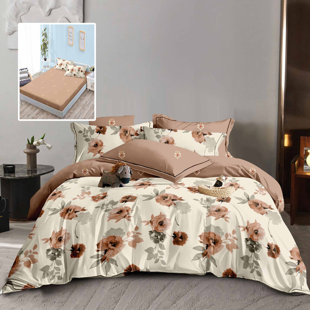 lenjerie pat cu flori bumbac finet HF6P231