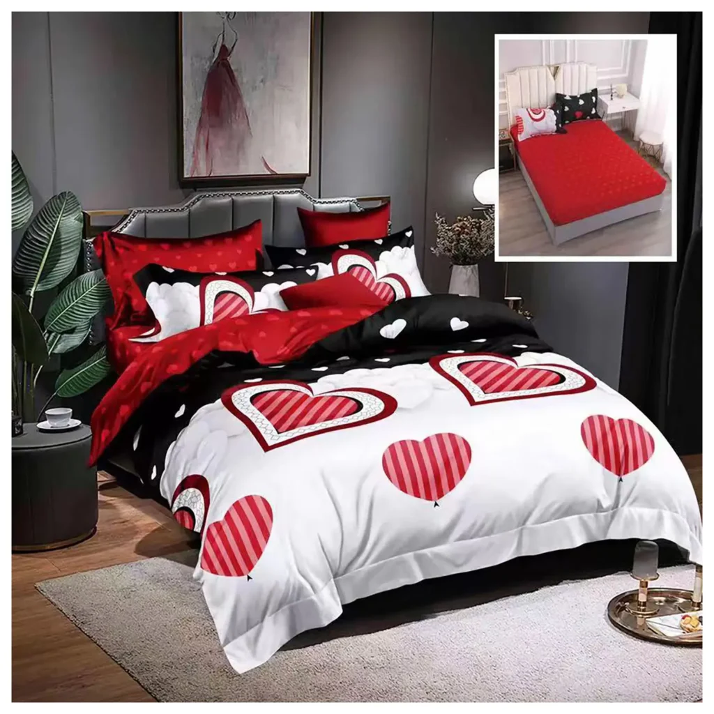 lenjerie pat cu inimioare bumbac finet HF6P23