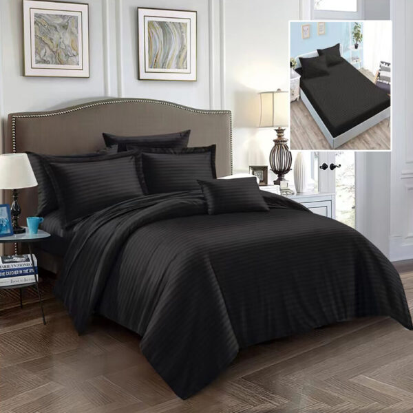 lenjerie pat damasc cu elastic policoton negru