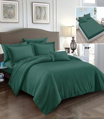 lenjerie pat damasc cu elastic policoton verde
