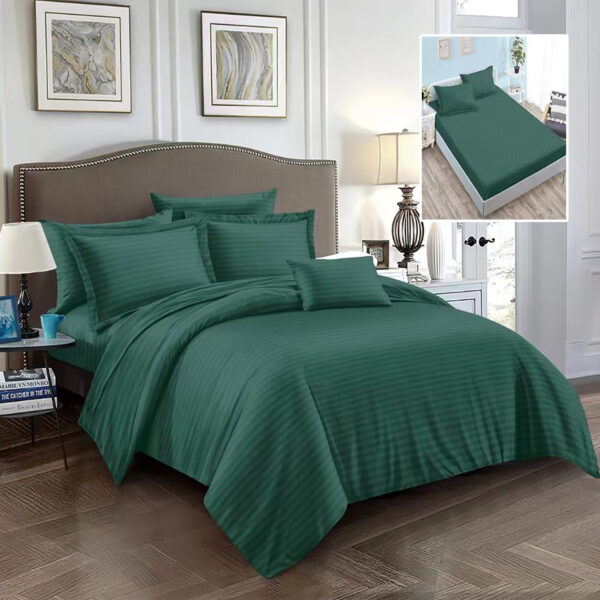 lenjerie pat damasc cu elastic policoton verde