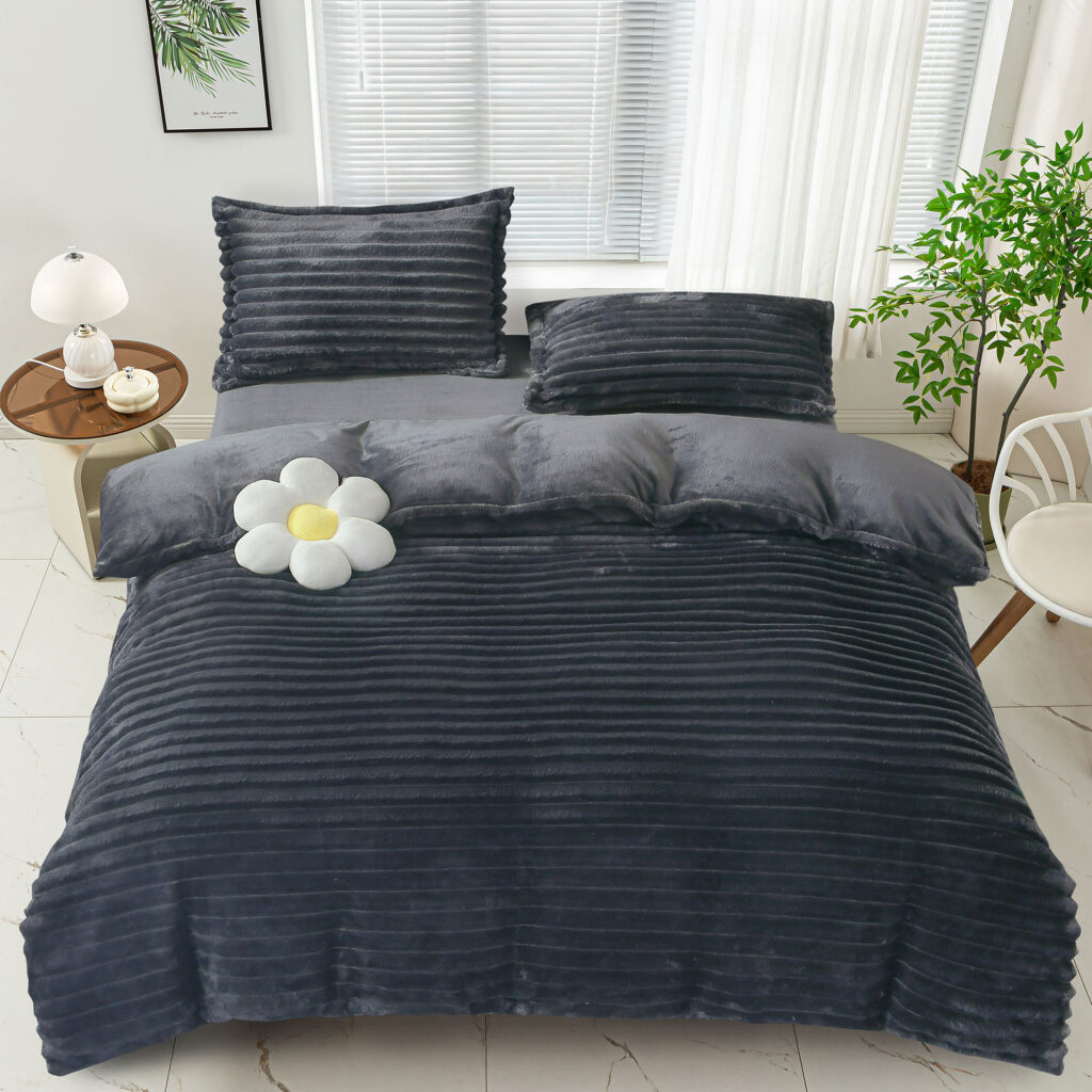 lenjerie pat cocolino line gri carbune
